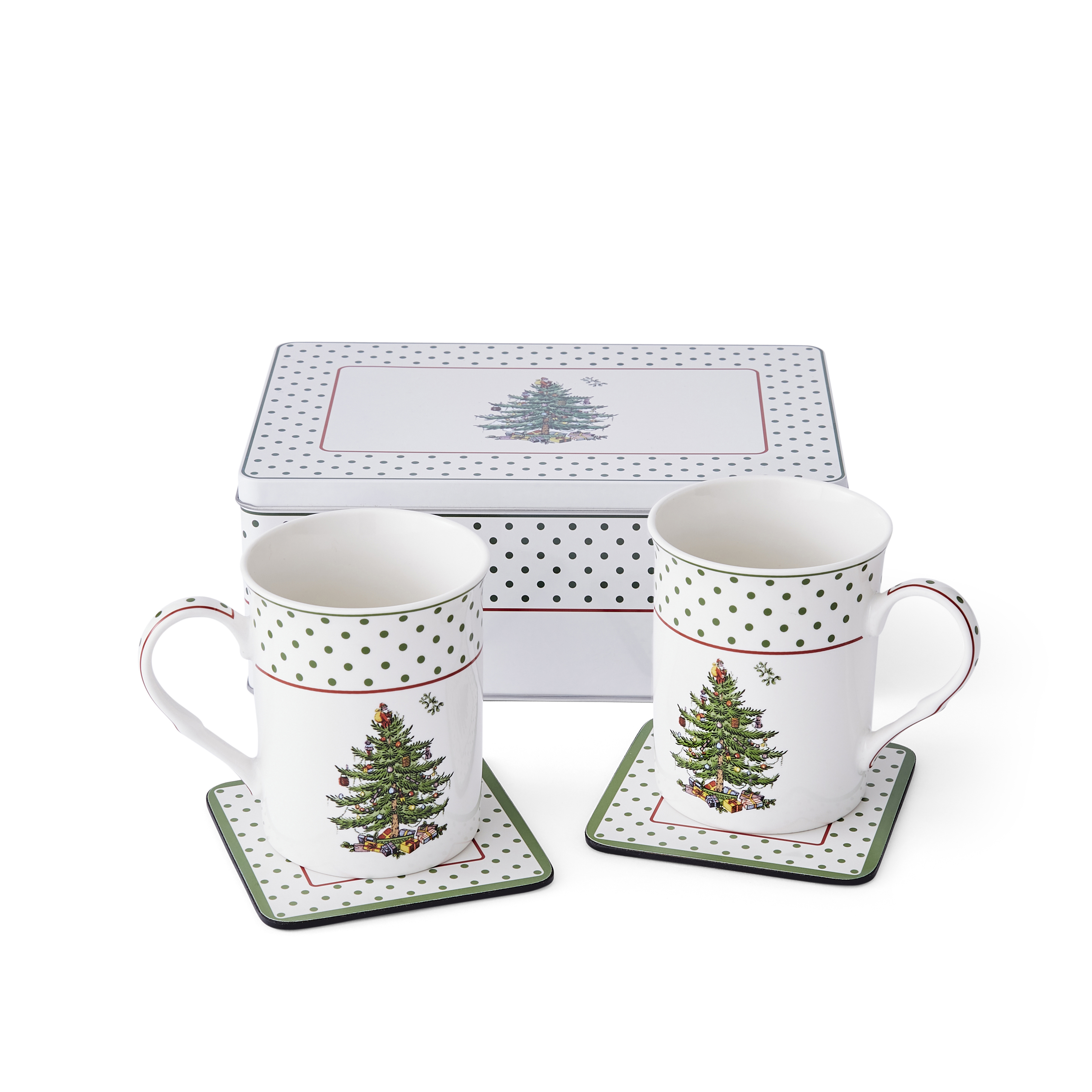 Christmas Tree Polka Dot 5 Piece Mug & Tin Set image number null